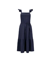 Hope & Henry Women's Organic Flutter Sleeve Knit Flounce Hem Midi Dress