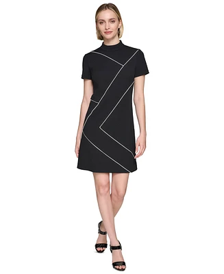 Karl Lagerfeld Paris Women's Mock-Neck Short-Sleeve Dress