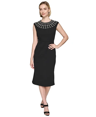 Karl Lagerfeld Paris Women's Faux-Pearl-Trim Dress