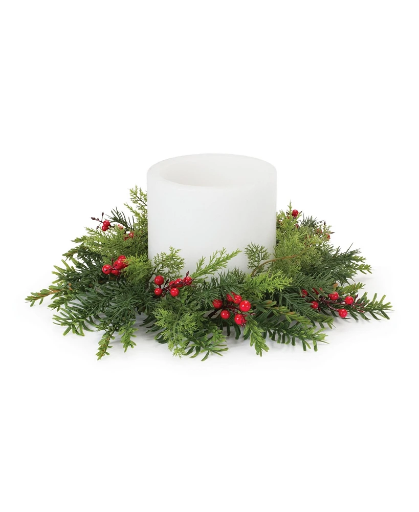 Slickblue Seasonal Mixed Pine and Berry Candle Ring