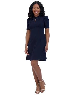 Jessica Howard Petite Twist-Neck Short-Sleeve Dress