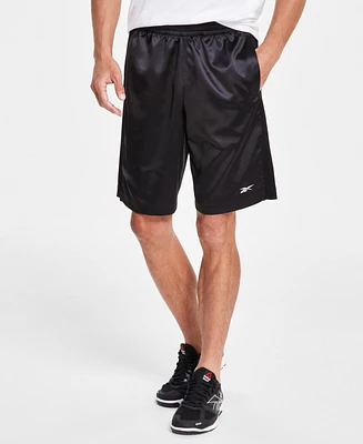 Reebok Men's Regular-Fit Mesh-Panel Satin Basketball Shorts