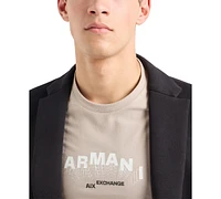 A|X Armani Exchange Men's Slim Fit Short Sleeve Crewneck Curved Logo T-Shirt