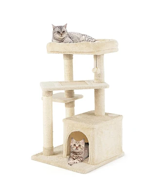 Slickblue Cat Tree with Perch and Hanging Ball for Indoor Activity Play