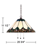 Robert Louis Tiffany River Stone Bronze Plug In Swag Pendant Chandelier Light Fixture 20 3/4" Wide Tiffany Style Stained Art Glass for Dining Room Hou