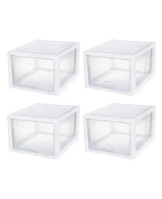 Sterilite 27 Quart Stacking Storage Drawer, Stackable Plastic Bin Drawer, 4 Pack