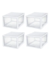 Sterilite 27 Quart Stacking Storage Drawer, Stackable Plastic Bin Drawer, 4 Pack