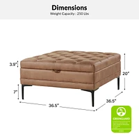 Traditional Geoffrev Lift Top Shelved Storage Cocktail Ottoman