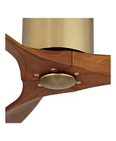 52" Windspun Modern Indoor Ceiling Fan 3 Blade Remote Control Brass Finish Motor Walnut Finish Wood Blades Bedroom Living Room Kitchen Hugger Dc Motor