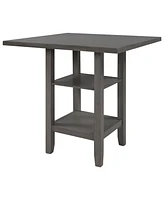 Streamdale Furniture Modern Square Dining Table with 2-Tier Storage