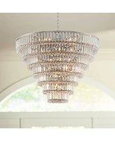 Vienna Full Spectrum Magnificence Brushed Satin Nickel Chandelier 32 3/4" Wide Modern Dimmable Led 7-Tier Faceted Clear Crystal Glass 29-Light Fixture