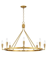 Possini Euro Design Covey Gold Ring Chandelier Lighting 36" Wide Modern Tapering Candles 8