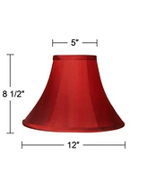 Springcrest Deep Red Small Bell Lamp Shade 5" Top x 12" Bottom x 8.5" High x 9" Slant (Spider) Replacement with Harp and Finial