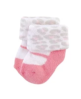 Hudson Baby Baby Girls Cotton Rich Newborn and Terry Socks Safari, 0-3 Months