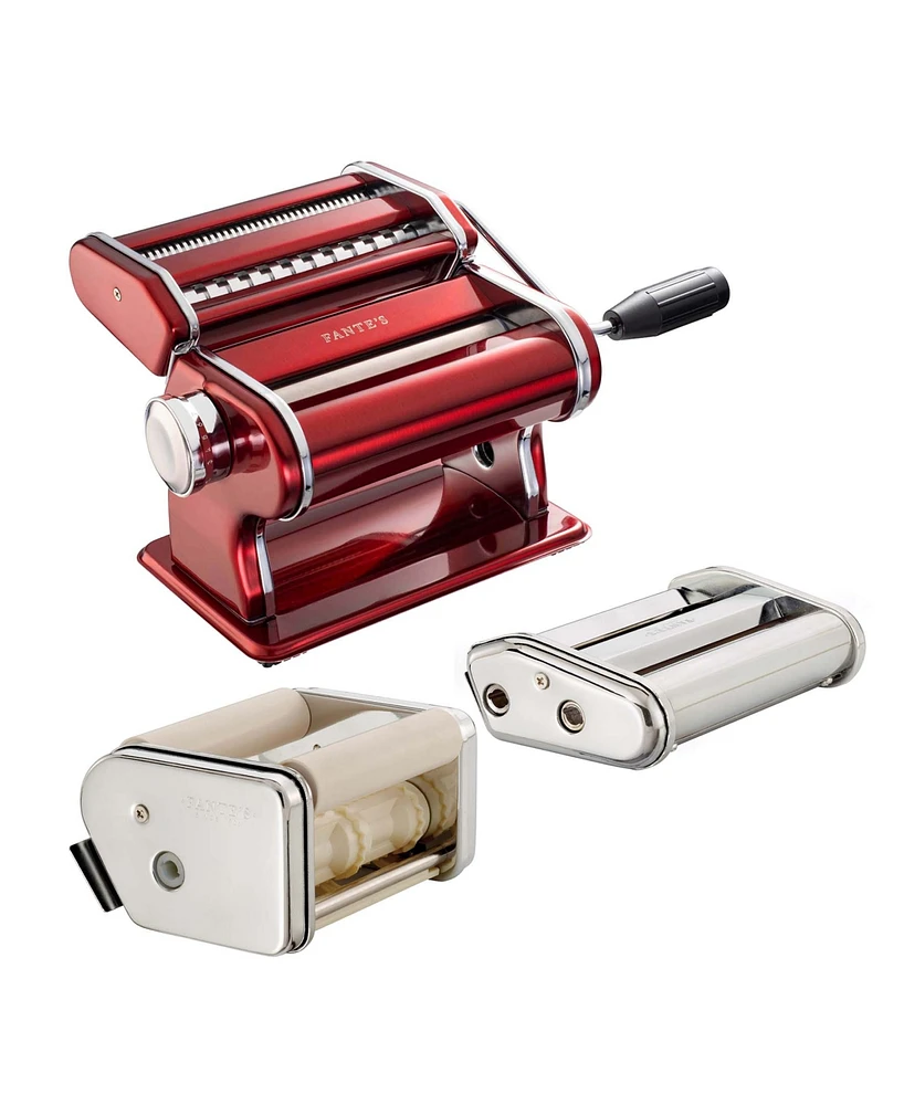 Fante's 4 Pc Pasta Machine with Spaghetti/Fettuccine, Ravioli and Lasagna Attachments