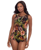 Miraclesuit Womens Botanico Ursula Printed Crossover Tankini High Waist Tummy Control Bikini Bottoms