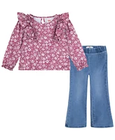 Levi's Little Kids Ruffle Tee and Flared Jeans 2-Piece Set