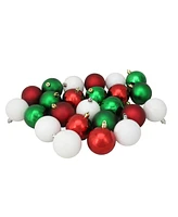 Northlight Red Green and White Christmas Ball Ornaments 2.5-Inch