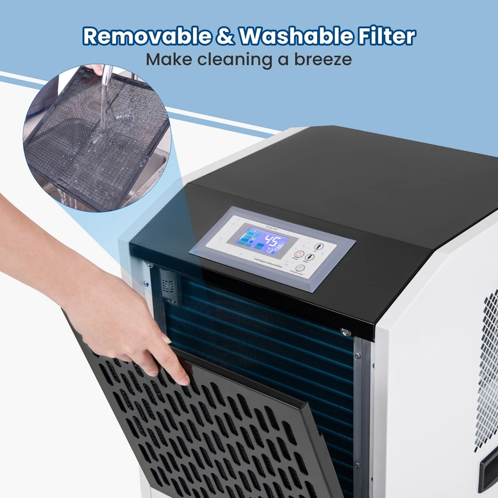 Slickblue 250 Pints Commercial Dehumidifier with Drain Hose Large Spaces up to 8500 Sq.Ft-White