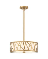 Possini Euro Design Layna Gold Pendant Lighting 16 1/4" Wide Modern Scattered Lines Metal Off-White Drum Shade for Dining Room House Foyer Kitchen Isl