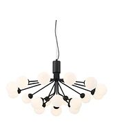 Possini Euro Design Davina Black Hanging Sputnik Chandelier Lighting 34 1/2" Wide Mid Century Modern Led Frosted White Globe Shades 18