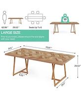 Tribesigns Farmhouse Dining Table for 6 to 8, 70.9 Inch Rectangular Wood Kitchen Table with Heavy Duty Wooden Legs, Industrial Dinner Table for Dining