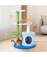 Costway 4-Tier Modern Cat Tree Tower Kitten Activity Center with Sisal Scratching Post