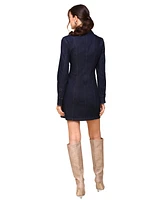 Avec Les Filles Women's Denim Long-Sleeve Mini Shirtdress