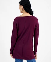 Style & Co Women's Seam-Front Boat-Neck Tunic Sweater, Created for Macy's