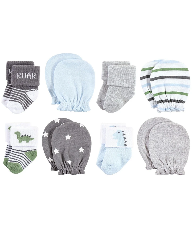 Hudson Baby Baby Boys Socks and Mittens Set, Dinosaur, 0-6 Months