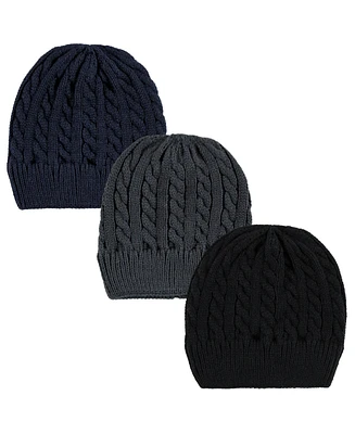 Hudson Baby Family Knitted Caps 3pk, Black Burgundy