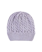 Hudson Baby Infant Girl Knit Cuffed Beanie 3pk, Lilac Cream