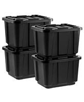 Iris Usa 11.5Gal/46Qt 4 Pack All-Weather Heavy-Duty Stackable Storage Plastic Bin Tote Container with Quick Snap Lid, (20" L x 15" W x 14" H), Black