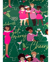 Black Paper Party Green Cheers Auntie Gift Wrap