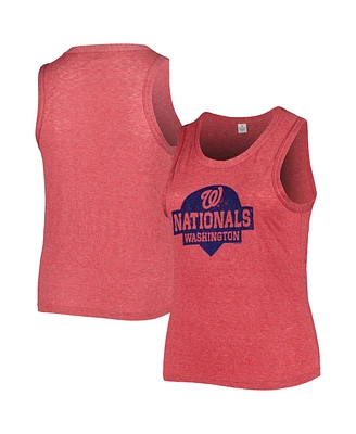 Soft as a Grape Women's Red Washington Nationals Plus High Neck Tri-Blend Tank Top