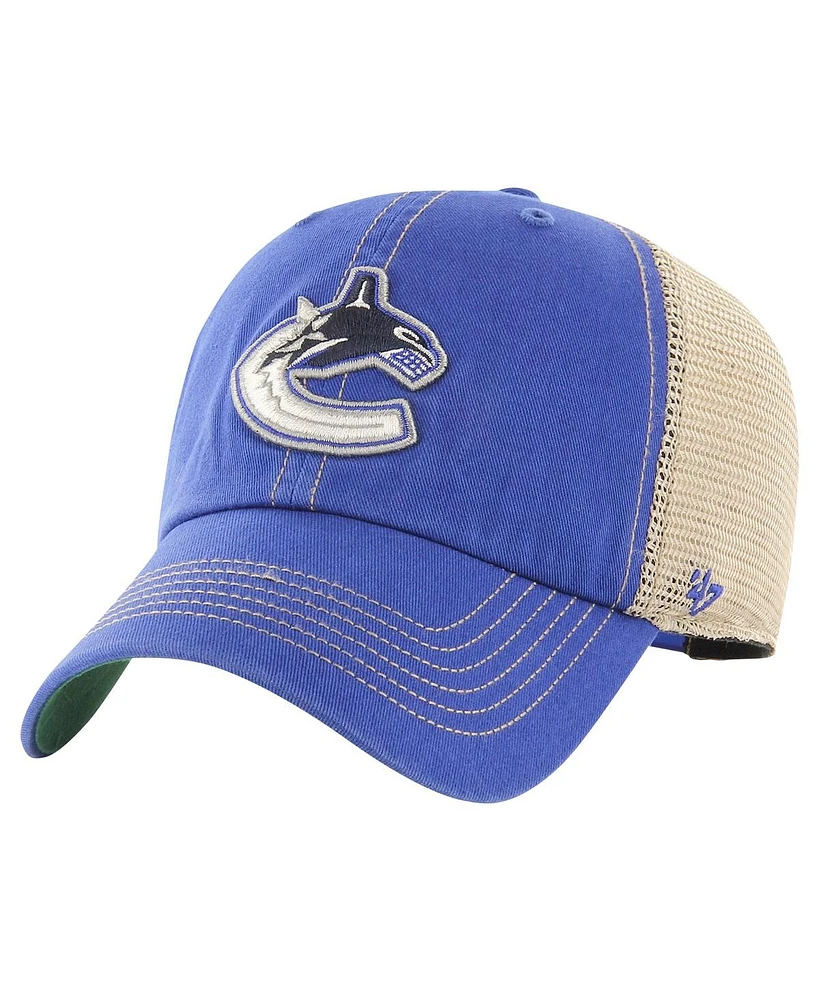 '47 Brand Men's Blue/Cream Vancouver Canucks Core Trawler Clean-Up Trucker Adjustable Hat