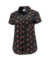 Foco Women's Orange Baltimore Orioles Floral Button Up Shirt