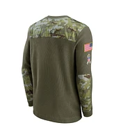 Nike Men's Olive New England Patriots Salute to Service Henley Long Sleeve Thermal Top