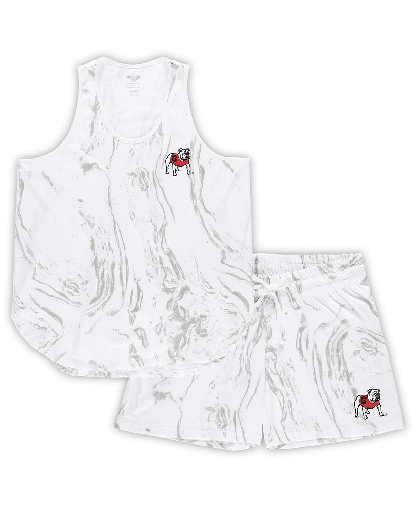 Profile Women's White Georgia Bulldogs Plus Marble Tank and Shorts Set