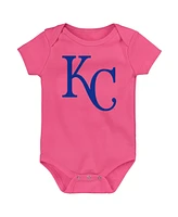 Outerstuff Baby Boys and Girls Royal/Light Blue/Pink Kansas City Royals Baseball Baby 3-Pack Bodysuit Set