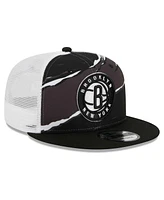 New Era Men's Black/White Brooklyn Nets Tear Trucker 9FIFTY Adjustable Hat