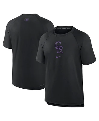 Nike Men's Black Colorado Rockies Authentic Collection Pregame Raglan Performance T-Shirt