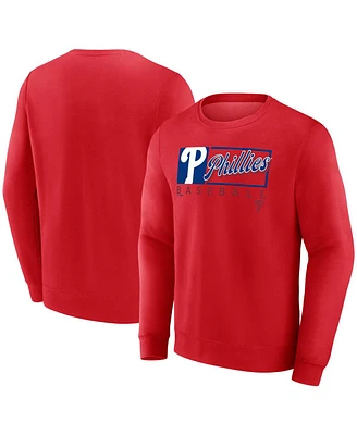 Fanatics Men's Red Philadelphia Phillies Focus Fleece Pullover Sweatshirt