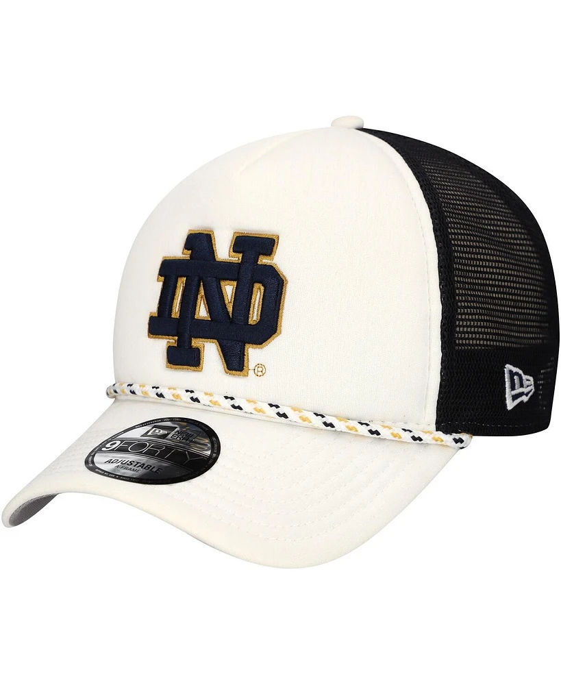 New Era Men's White/Black Notre Dame Fighting Irish Court Sport Foam A-Frame 9FORTY Adjustable Trucker Hat