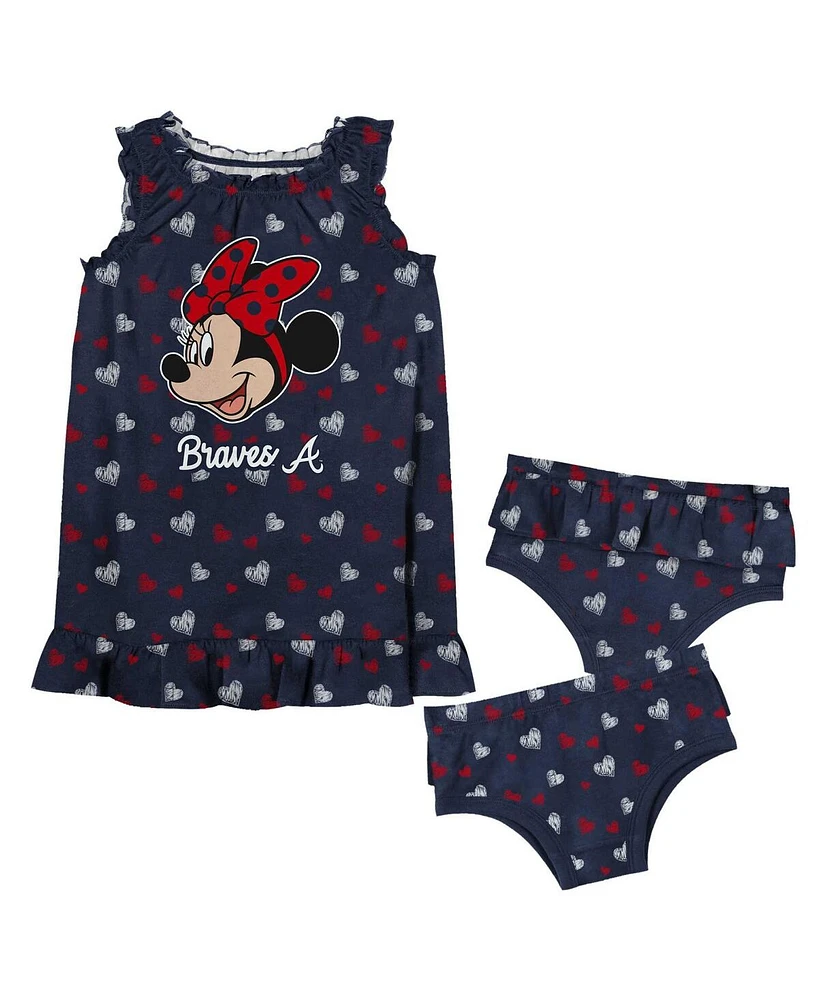 Outerstuff Baby Boys and Girls Atlanta Braves Minnie's Bow Tank Top Cover 2-Pack Set