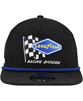 New Era Men's Black Goodyear Racing Division Retro Cord Golfer Adjustable Hat