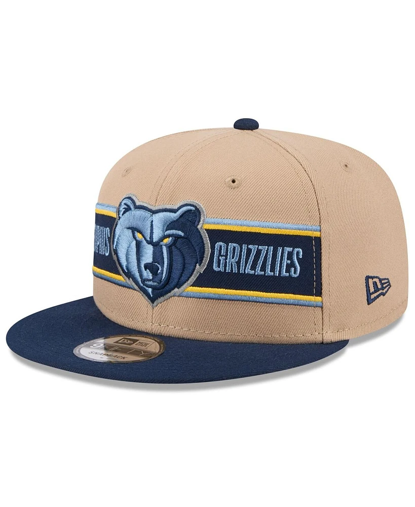 New Era Big Boys and Girls Tan/Navy Memphis Grizzlies 2024 Nba Draft 9FIFTY Snapback Hat