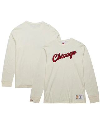 Mitchell & Ness Men's Cream Chicago Bulls Hardwood Classics Vintage-like Long Sleeve T-Shirt