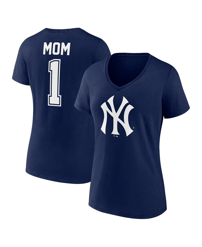 Fanatics Women's Navy New York Yankees Plus Mother's Day 1 Mom V-Neck T-Shirt