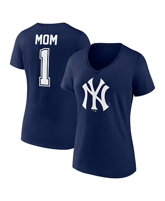 Fanatics Women's Navy New York Yankees Plus Mother's Day 1 Mom V-Neck T-Shirt